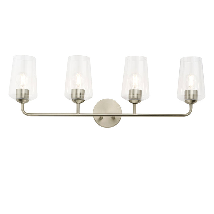 Progress Lighting 94300542009 Celino Collection 4-Light Bath And Vanity Fixture Brushed Nickel With Clear Glass Shades (P300542-009)