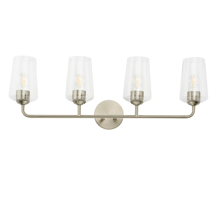 Progress Lighting 94300542009 Celino Collection 4-Light Bath And Vanity Fixture Brushed Nickel With Clear Glass Shades (P300542-009)