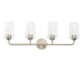 Progress Lighting 94300542009 Celino Collection 4-Light Bath And Vanity Fixture Brushed Nickel With Clear Glass Shades (P300542-009)