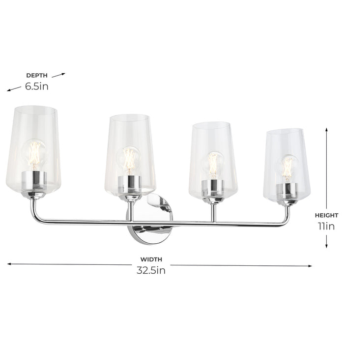 Progress Lighting 94300542015 Celino Collection 4-Light Bath And Vanity Fixture Polished Chrome With Clear Glass Shades (P300542-015)
