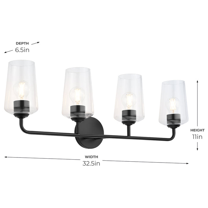 Progress Lighting 94300542031 Celino Collection 4-Light Bath And Vanity Fixture Black With Clear Glass Shades (P300542-031)
