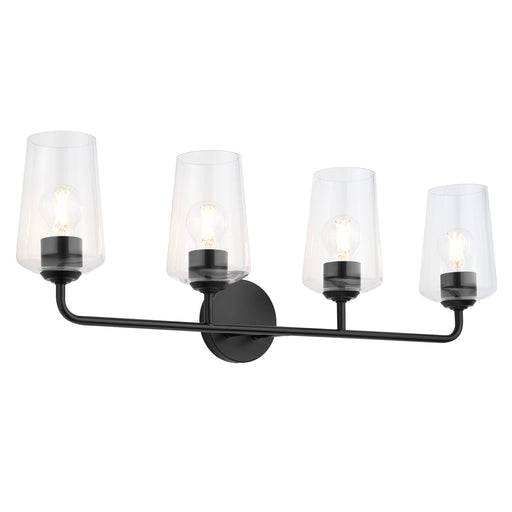 Progress Lighting 94300542031 Celino Collection 4-Light Bath And Vanity Fixture Black With Clear Glass Shades (P300542-031)