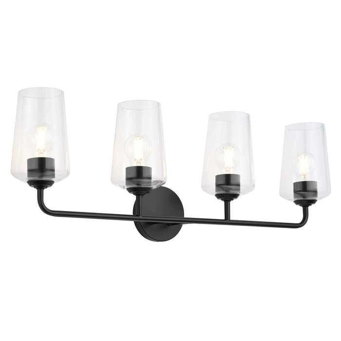 Progress Lighting 94300542031 Celino Collection 4-Light Bath And Vanity Fixture Black With Clear Glass Shades (P300542-031)