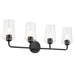 Progress Lighting 94300542031 Celino Collection 4-Light Bath And Vanity Fixture Black With Clear Glass Shades (P300542-031)