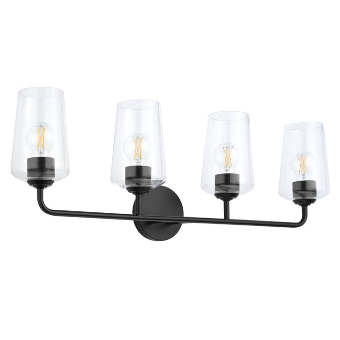 Progress Lighting 94300542031 Celino Collection 4-Light Bath And Vanity Fixture Black With Clear Glass Shades (P300542-031)