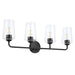 Progress Lighting 94300542031 Celino Collection 4-Light Bath And Vanity Fixture Black With Clear Glass Shades (P300542-031)