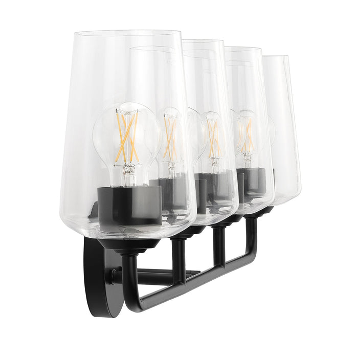 Progress Lighting 94300542031 Celino Collection 4-Light Bath And Vanity Fixture Black With Clear Glass Shades (P300542-031)