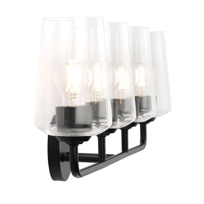 Progress Lighting 94300542031 Celino Collection 4-Light Bath And Vanity Fixture Black With Clear Glass Shades (P300542-031)