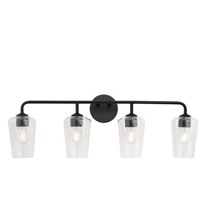Progress Lighting 94300542031 Celino Collection 4-Light Bath And Vanity Fixture Black With Clear Glass Shades (P300542-031)