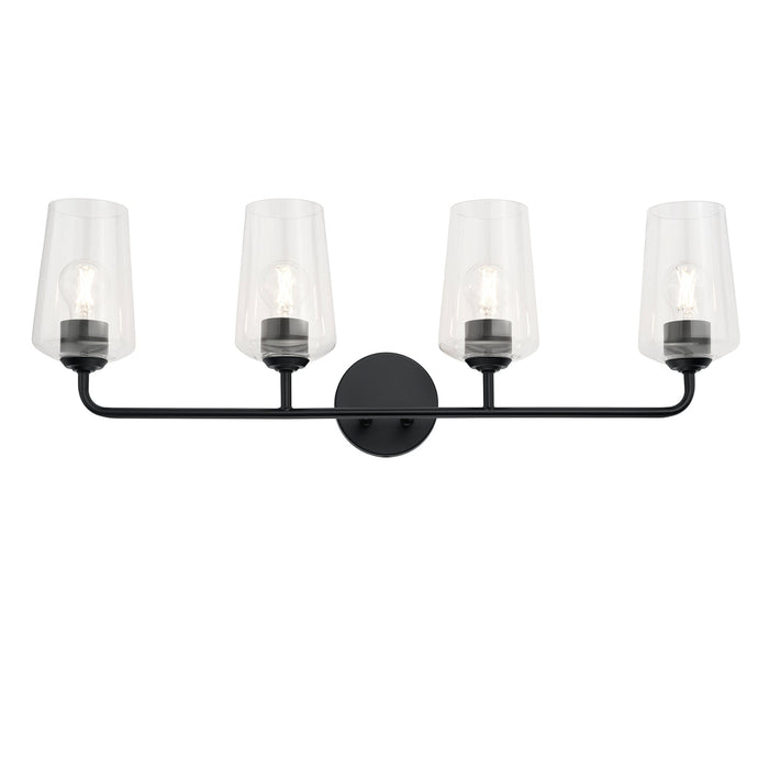 Progress Lighting 94300542031 Celino Collection 4-Light Bath And Vanity Fixture Black With Clear Glass Shades (P300542-031)