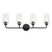 Progress Lighting 94300542031 Celino Collection 4-Light Bath And Vanity Fixture Black With Clear Glass Shades (P300542-031)
