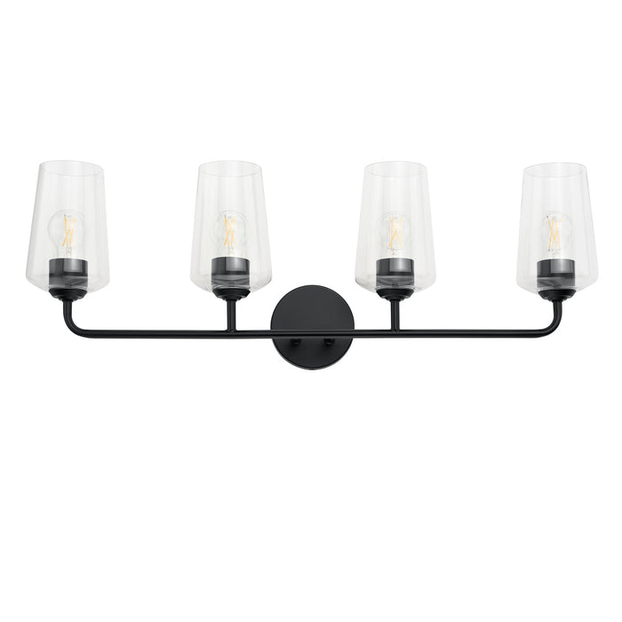 Progress Lighting 94300542031 Celino Collection 4-Light Bath And Vanity Fixture Black With Clear Glass Shades (P300542-031)