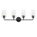 Progress Lighting 94300542031 Celino Collection 4-Light Bath And Vanity Fixture Black With Clear Glass Shades (P300542-031)