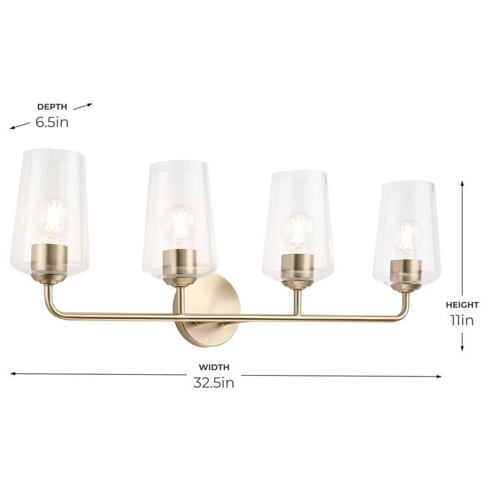 Progress Lighting 94300542177 Celino Collection 4-Light Bath And Vanity Fixture Champagne Bronze With Clear Glass Shades (P300542-177)