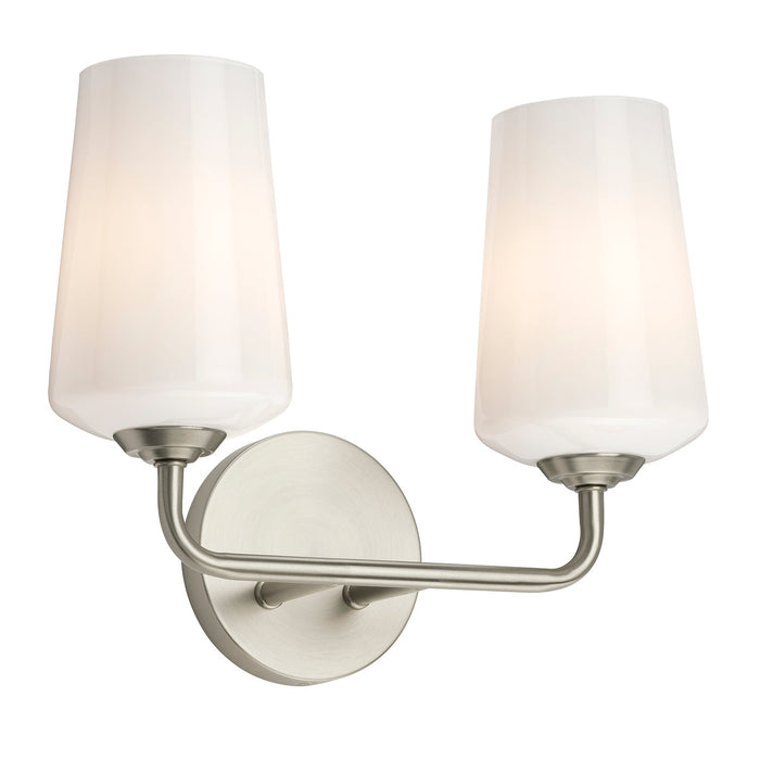 Progress Lighting 94300543009 Celino Collection 2-Light Bath And Vanity Fixture Brushed Nickel With White Glass Shades (P300543-009)