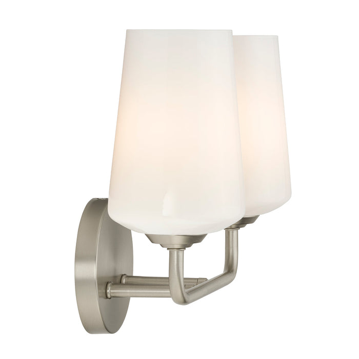 Progress Lighting 94300543009 Celino Collection 2-Light Bath And Vanity Fixture Brushed Nickel With White Glass Shades (P300543-009)
