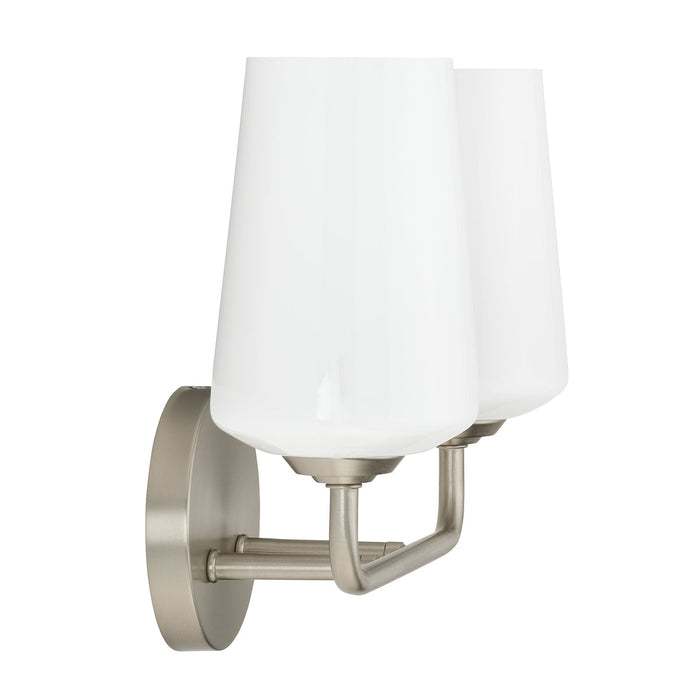 Progress Lighting 94300543009 Celino Collection 2-Light Bath And Vanity Fixture Brushed Nickel With White Glass Shades (P300543-009)