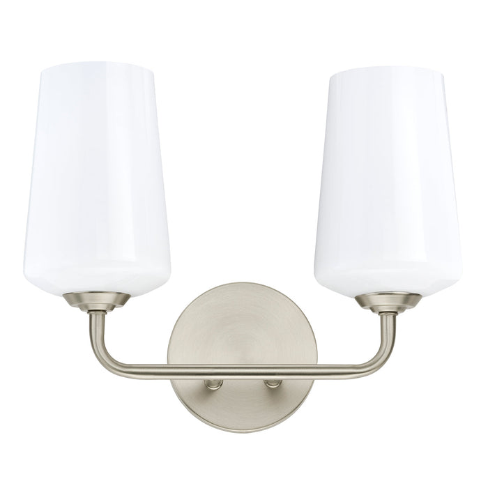 Progress Lighting 94300543009 Celino Collection 2-Light Bath And Vanity Fixture Brushed Nickel With White Glass Shades (P300543-009)