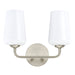 Progress Lighting 94300543009 Celino Collection 2-Light Bath And Vanity Fixture Brushed Nickel With White Glass Shades (P300543-009)