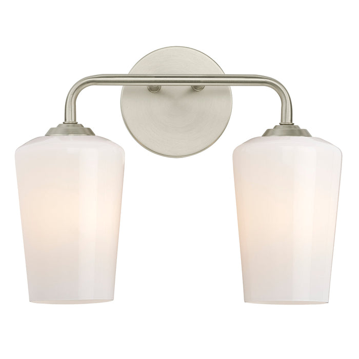 Progress Lighting 94300543009 Celino Collection 2-Light Bath And Vanity Fixture Brushed Nickel With White Glass Shades (P300543-009)