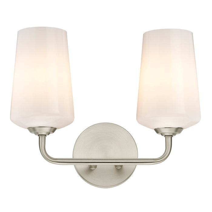 Progress Lighting 94300543009 Celino Collection 2-Light Bath And Vanity Fixture Brushed Nickel With White Glass Shades (P300543-009)