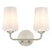 Progress Lighting 94300543009 Celino Collection 2-Light Bath And Vanity Fixture Brushed Nickel With White Glass Shades (P300543-009)