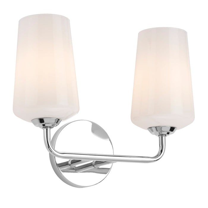 Progress Lighting 94300543015 Celino Collection 2-Light Bath And Vanity Fixture Polished Chrome With White Glass Shades (P300543-015)