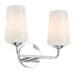 Progress Lighting 94300543015 Celino Collection 2-Light Bath And Vanity Fixture Polished Chrome With White Glass Shades (P300543-015)