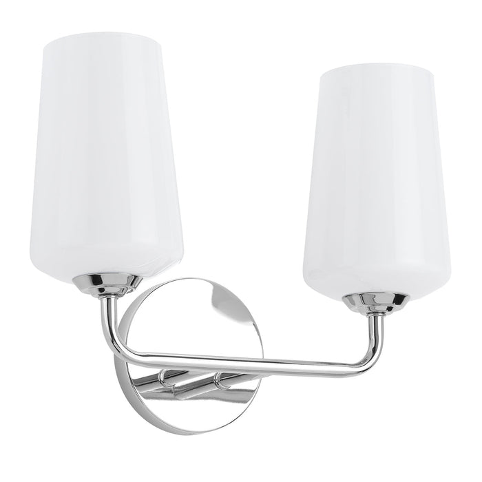 Progress Lighting 94300543015 Celino Collection 2-Light Bath And Vanity Fixture Polished Chrome With White Glass Shades (P300543-015)