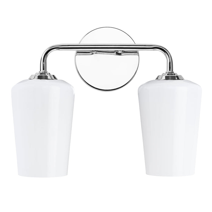 Progress Lighting 94300543015 Celino Collection 2-Light Bath And Vanity Fixture Polished Chrome With White Glass Shades (P300543-015)
