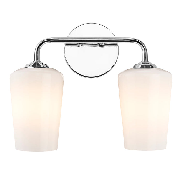 Progress Lighting 94300543015 Celino Collection 2-Light Bath And Vanity Fixture Polished Chrome With White Glass Shades (P300543-015)