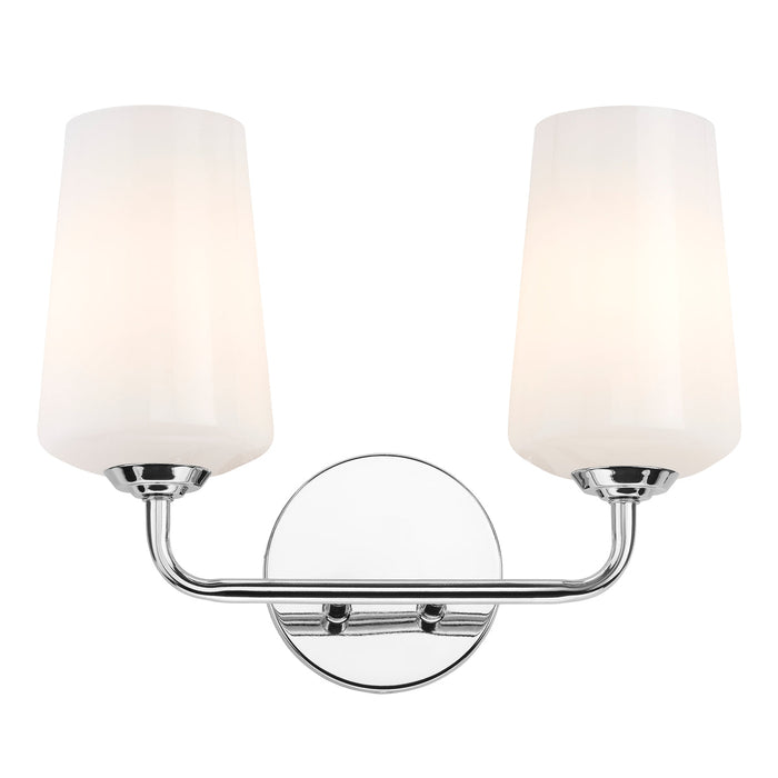 Progress Lighting 94300543015 Celino Collection 2-Light Bath And Vanity Fixture Polished Chrome With White Glass Shades (P300543-015)