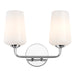 Progress Lighting 94300543015 Celino Collection 2-Light Bath And Vanity Fixture Polished Chrome With White Glass Shades (P300543-015)