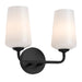 Progress Lighting 94300543031 Celino Collection 2-Light Bath And Vanity Fixture Black With White Glass Shades (P300543-031)