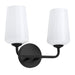 Progress Lighting 94300543031 Celino Collection 2-Light Bath And Vanity Fixture Black With White Glass Shades (P300543-031)