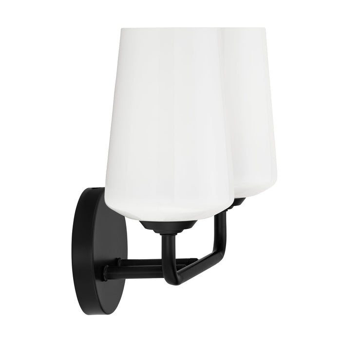 Progress Lighting 94300543031 Celino Collection 2-Light Bath And Vanity Fixture Black With White Glass Shades (P300543-031)
