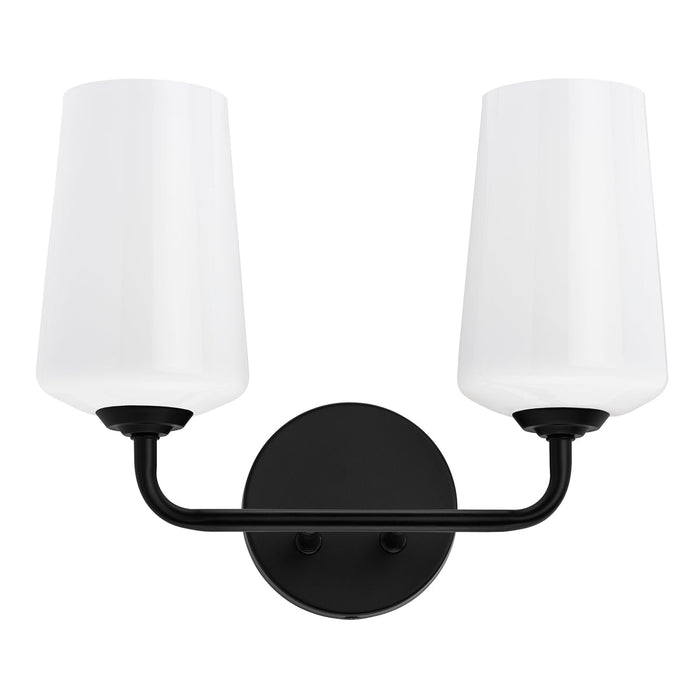 Progress Lighting 94300543031 Celino Collection 2-Light Bath And Vanity Fixture Black With White Glass Shades (P300543-031)