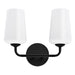 Progress Lighting 94300543031 Celino Collection 2-Light Bath And Vanity Fixture Black With White Glass Shades (P300543-031)