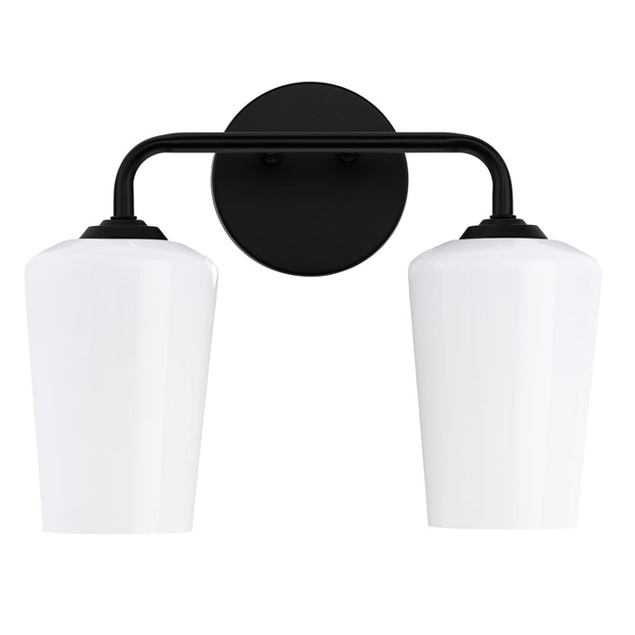 Progress Lighting 94300543031 Celino Collection 2-Light Bath And Vanity Fixture Black With White Glass Shades (P300543-031)