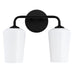 Progress Lighting 94300543031 Celino Collection 2-Light Bath And Vanity Fixture Black With White Glass Shades (P300543-031)