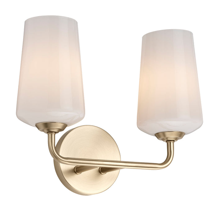 Progress Lighting 94300543177 Celino Collection 2-Light Bath And Vanity Fixture Champagne Bronze With White Glass Shades (P300543-177)