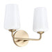 Progress Lighting 94300543177 Celino Collection 2-Light Bath And Vanity Fixture Champagne Bronze With White Glass Shades (P300543-177)
