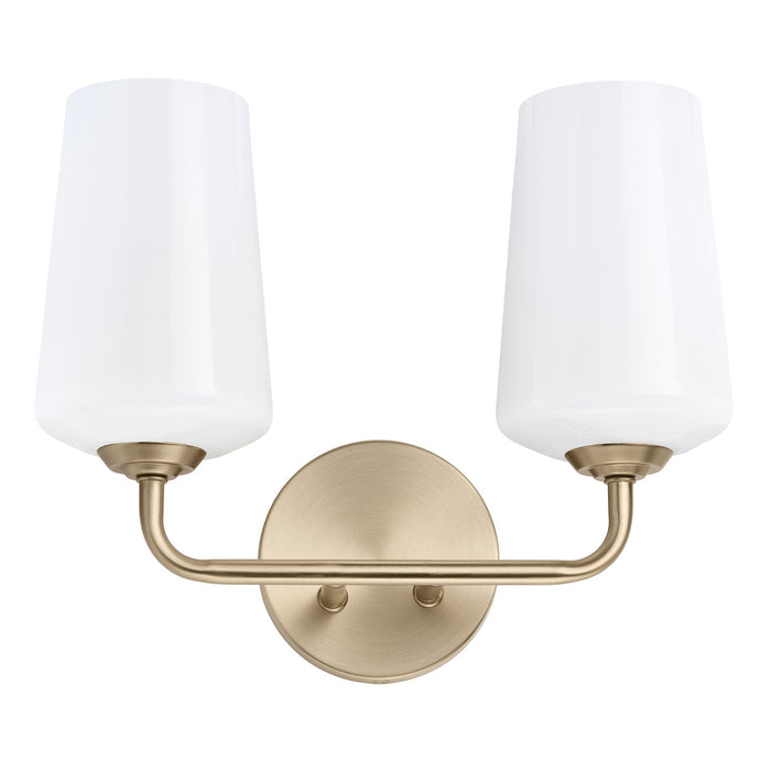 Progress Lighting 94300543177 Celino Collection 2-Light Bath And Vanity Fixture Champagne Bronze With White Glass Shades (P300543-177)