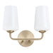 Progress Lighting 94300543177 Celino Collection 2-Light Bath And Vanity Fixture Champagne Bronze With White Glass Shades (P300543-177)