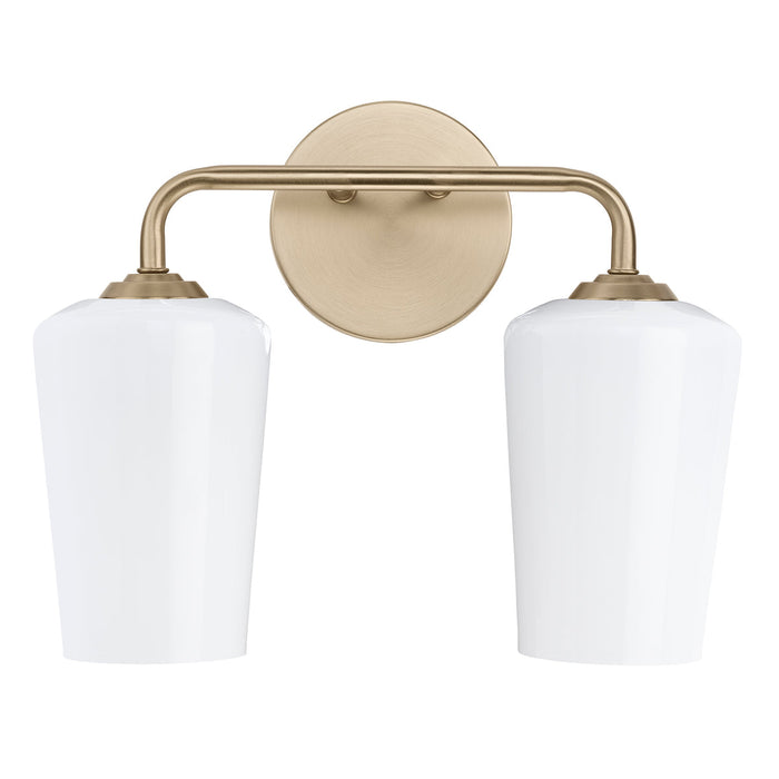 Progress Lighting 94300543177 Celino Collection 2-Light Bath And Vanity Fixture Champagne Bronze With White Glass Shades (P300543-177)