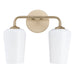 Progress Lighting 94300543177 Celino Collection 2-Light Bath And Vanity Fixture Champagne Bronze With White Glass Shades (P300543-177)