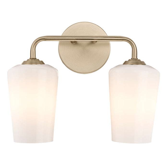 Progress Lighting 94300543177 Celino Collection 2-Light Bath And Vanity Fixture Champagne Bronze With White Glass Shades (P300543-177)