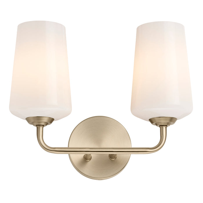 Progress Lighting 94300543177 Celino Collection 2-Light Bath And Vanity Fixture Champagne Bronze With White Glass Shades (P300543-177)
