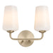 Progress Lighting 94300543177 Celino Collection 2-Light Bath And Vanity Fixture Champagne Bronze With White Glass Shades (P300543-177)