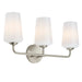 Progress Lighting 94300544009 Celino Collection 3-Light Bath And Vanity Fixture Brushed Nickel With White Glass Shades (P300544-009)